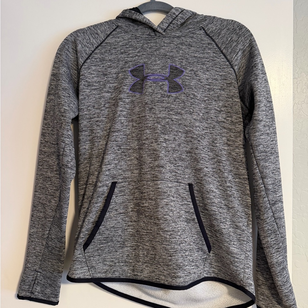 Under Armour Heathered Gray Hoodie with Purple Accent